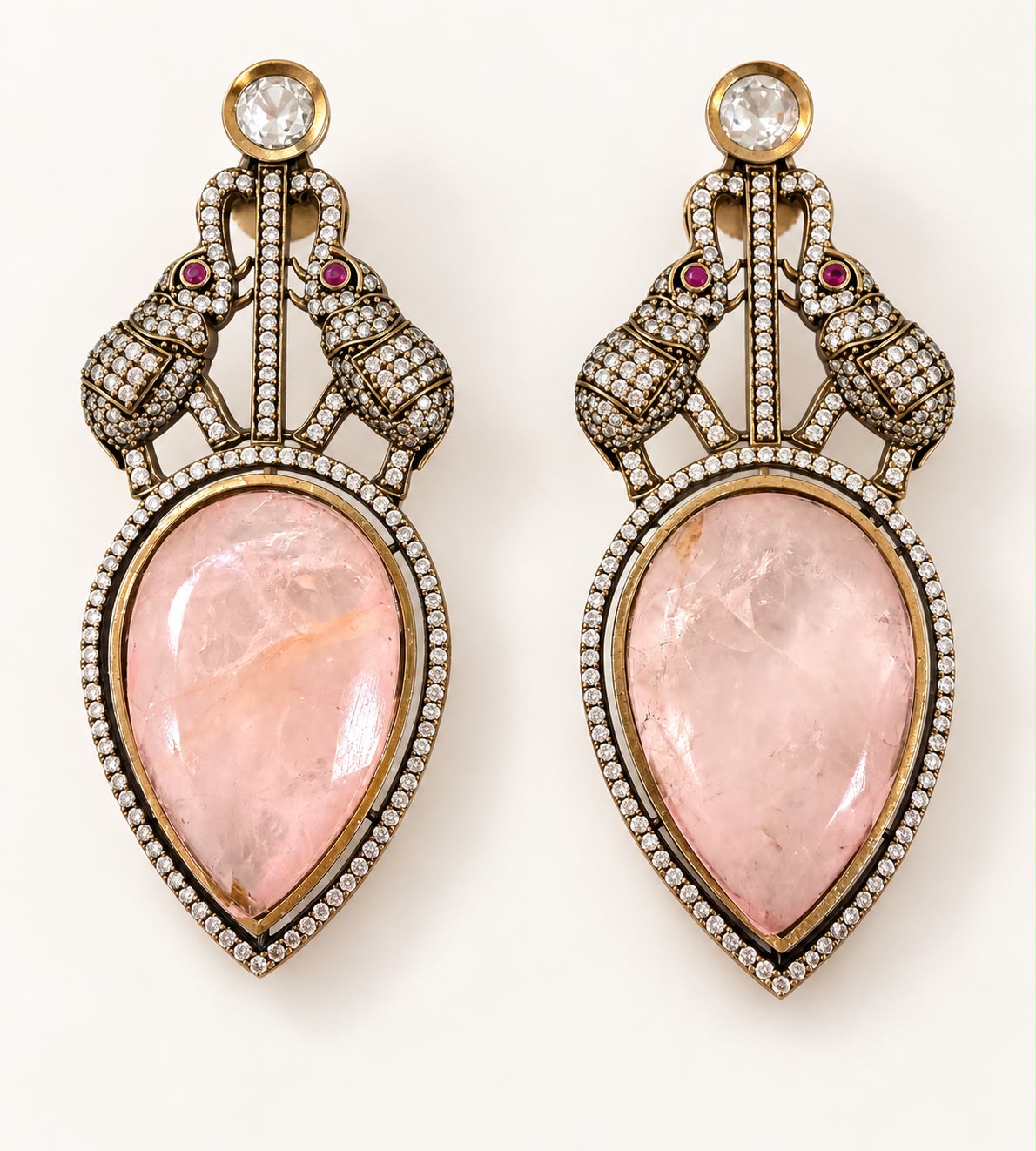 Enchante Silver Studded Oxidised Teardrop Shaped Earring