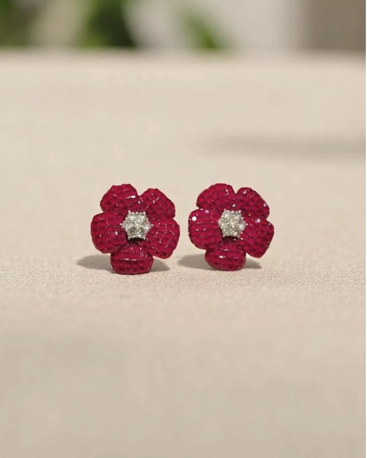 Exquisite Diamond Floral Invisible setting Earrings