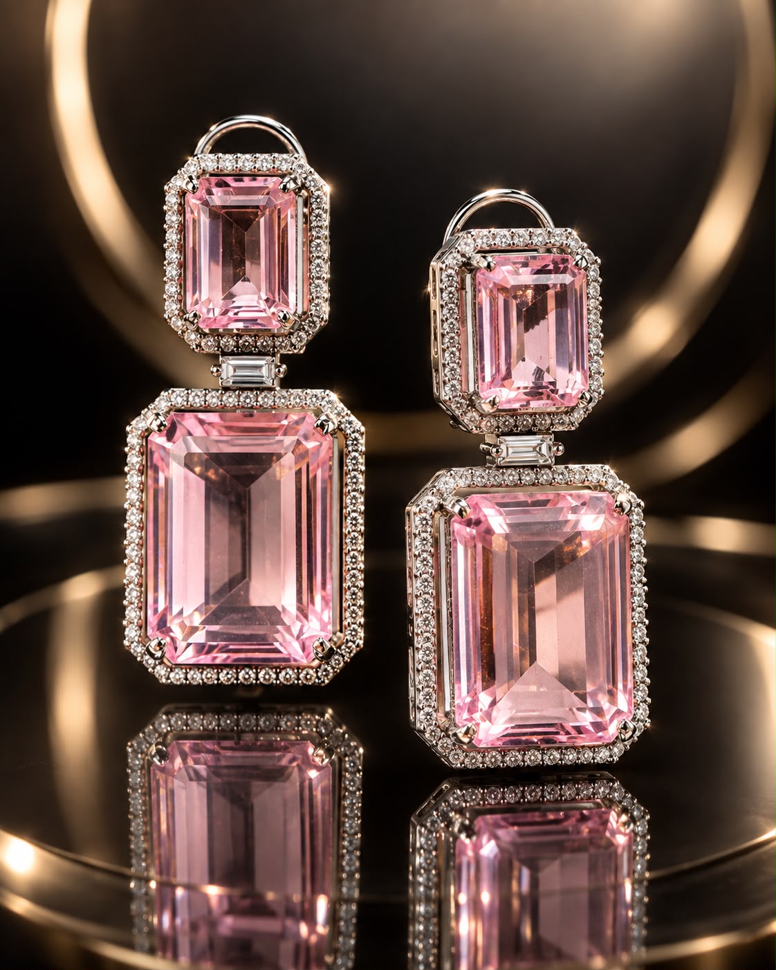 Square Natural Pink Stud Earrings for women
