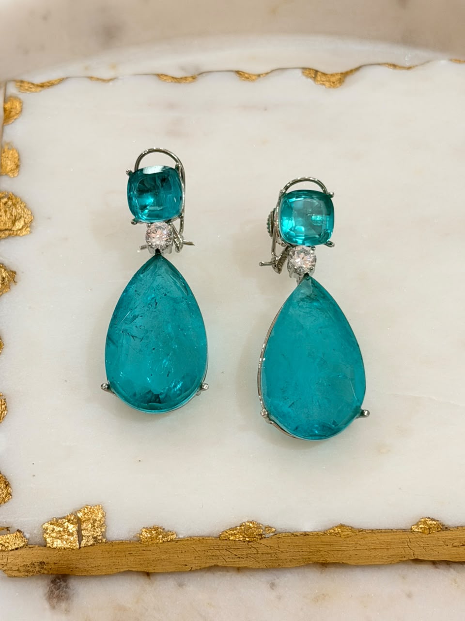Teardrop Shaped Drop Earrings