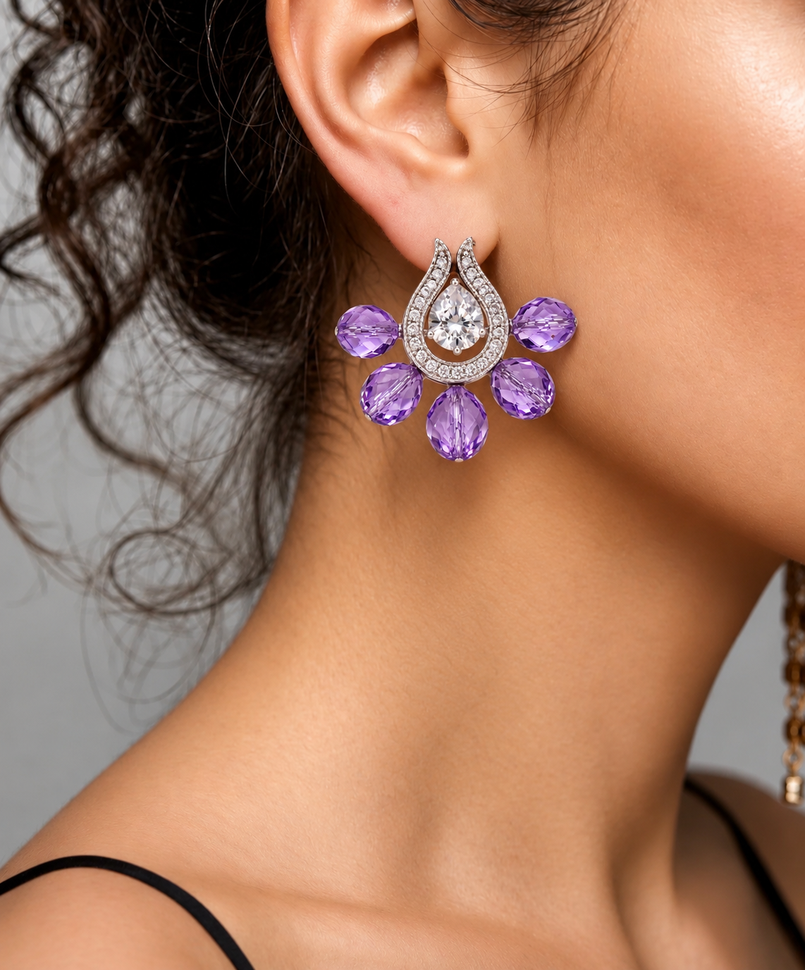 Amethyst Bloom Teardrop Earrings