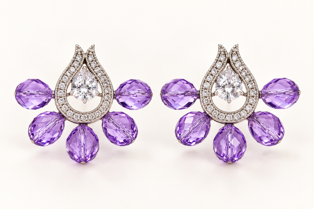Amethyst Bloom Teardrop Earrings