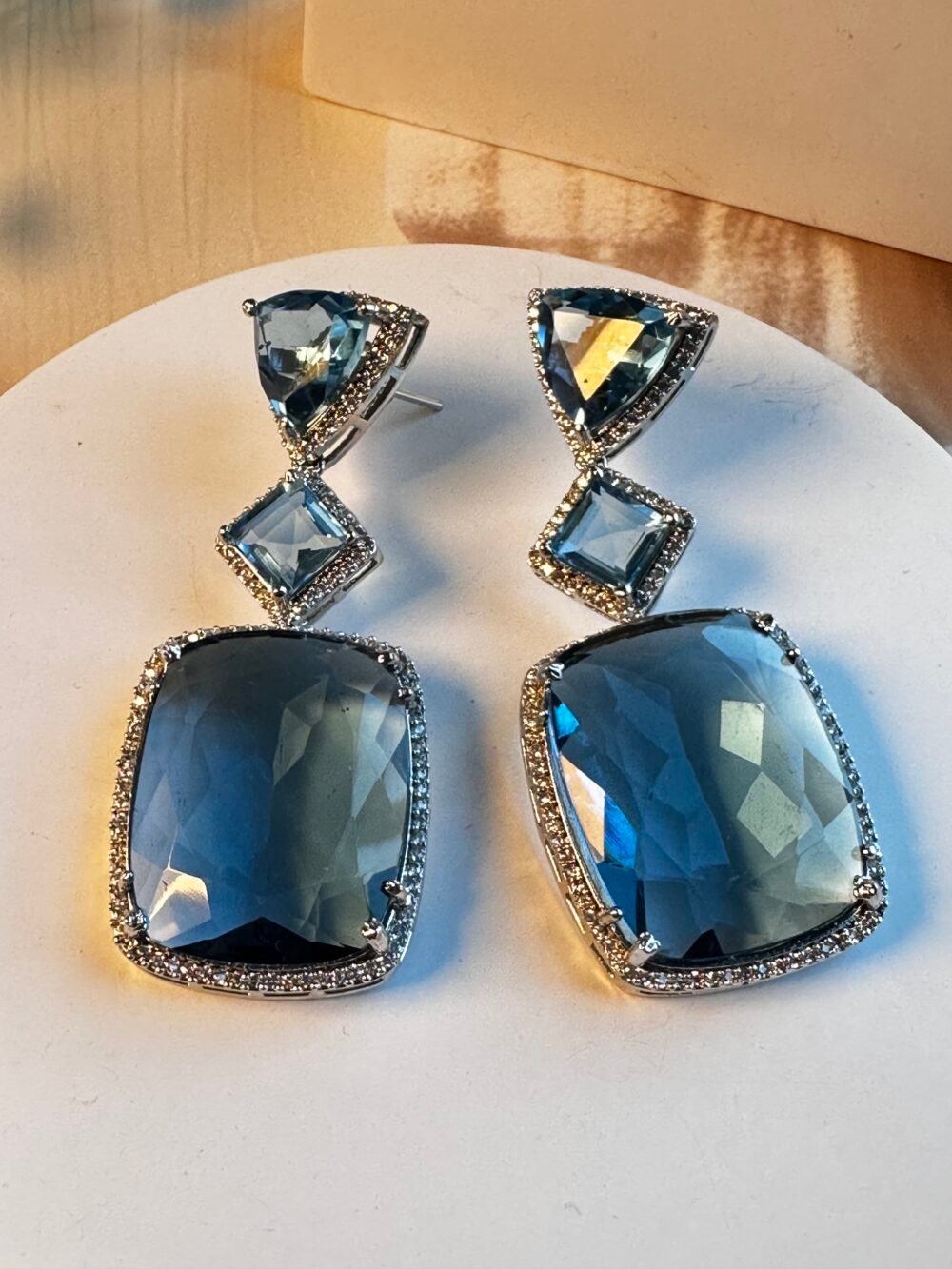 Isra Sea Blue Statement Danglers - Image 3