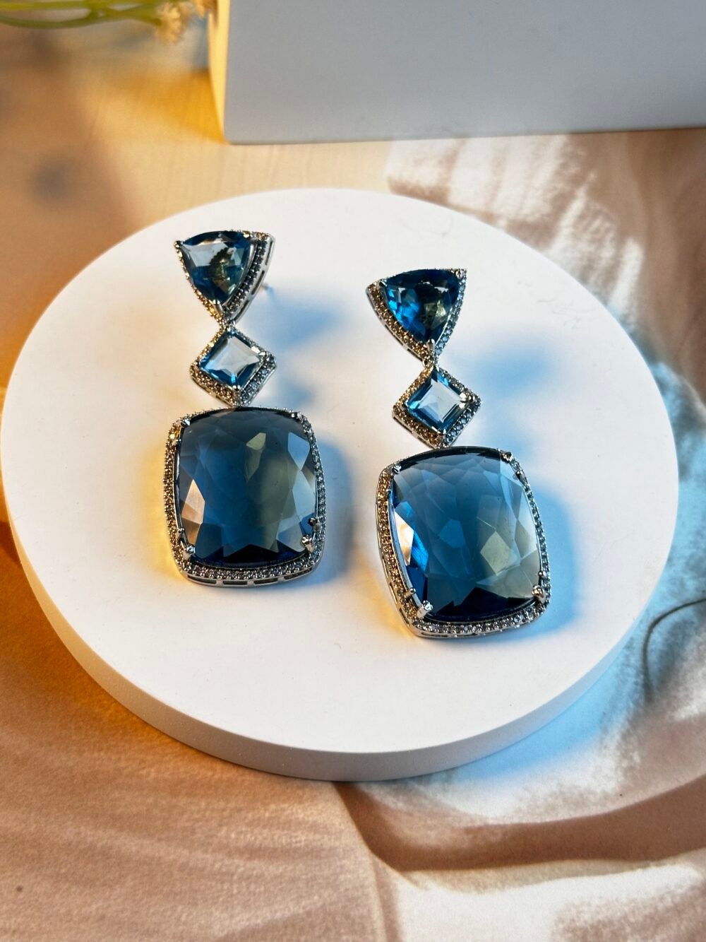 Isra Sea Blue Statement Danglers - Image 6