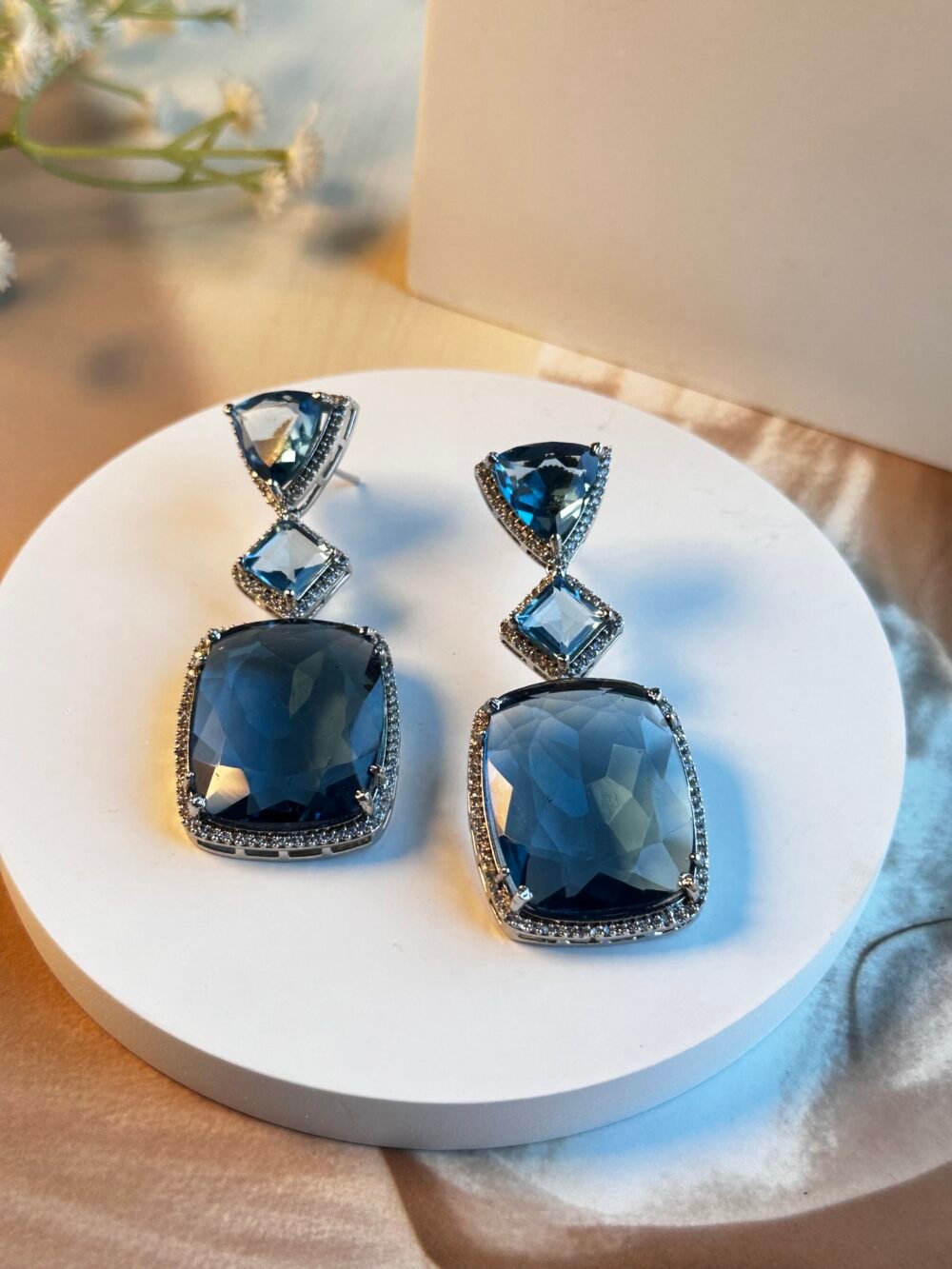 Isra Sea Blue Statement Danglers - Image 4