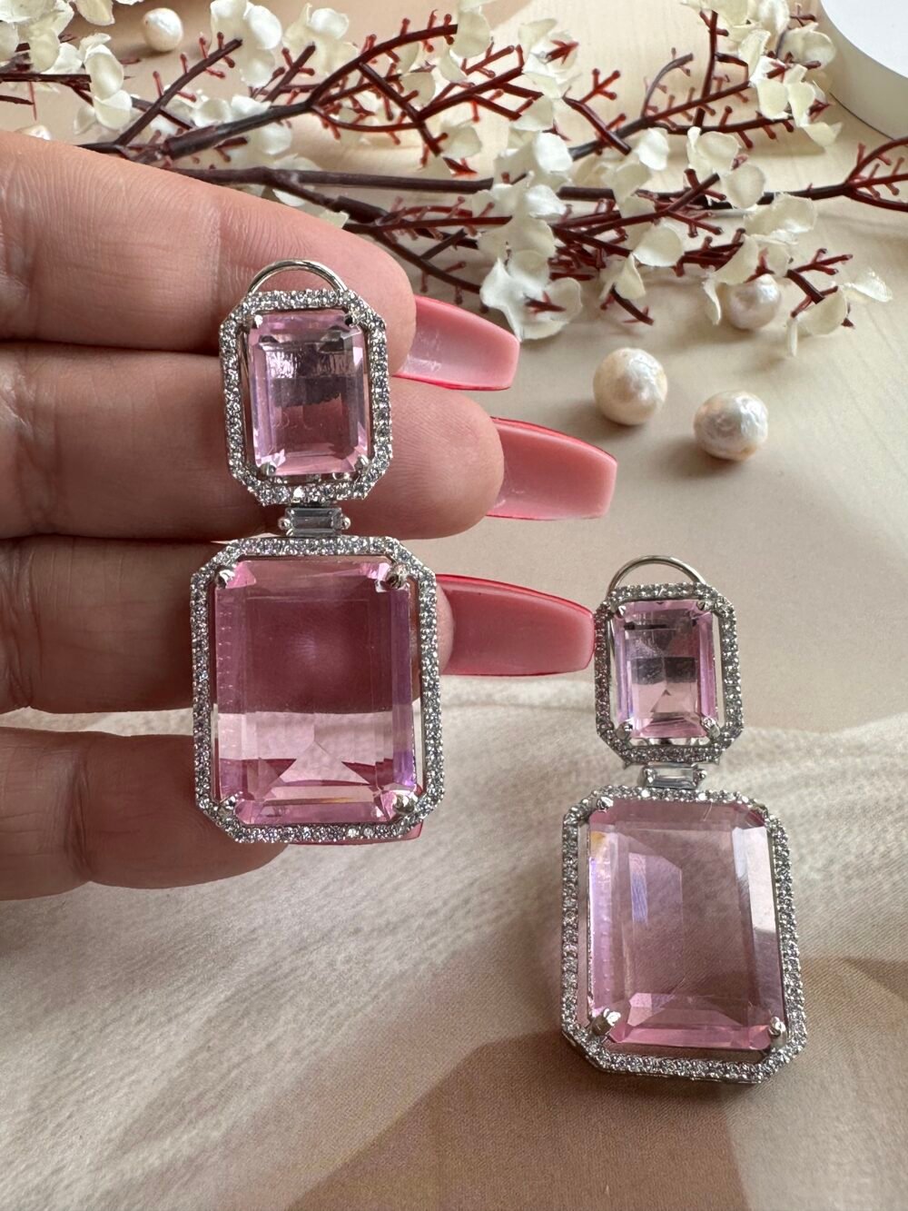 Isra Pink Doublet Earrings - Image 2