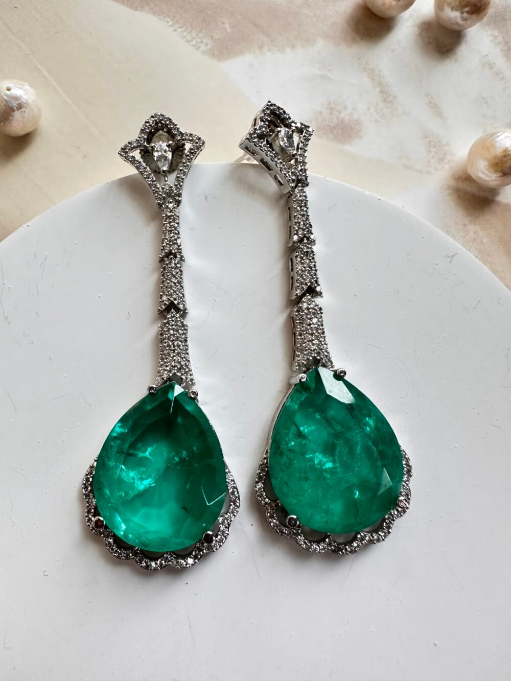 Aurora Emerald Danglers - Image 5