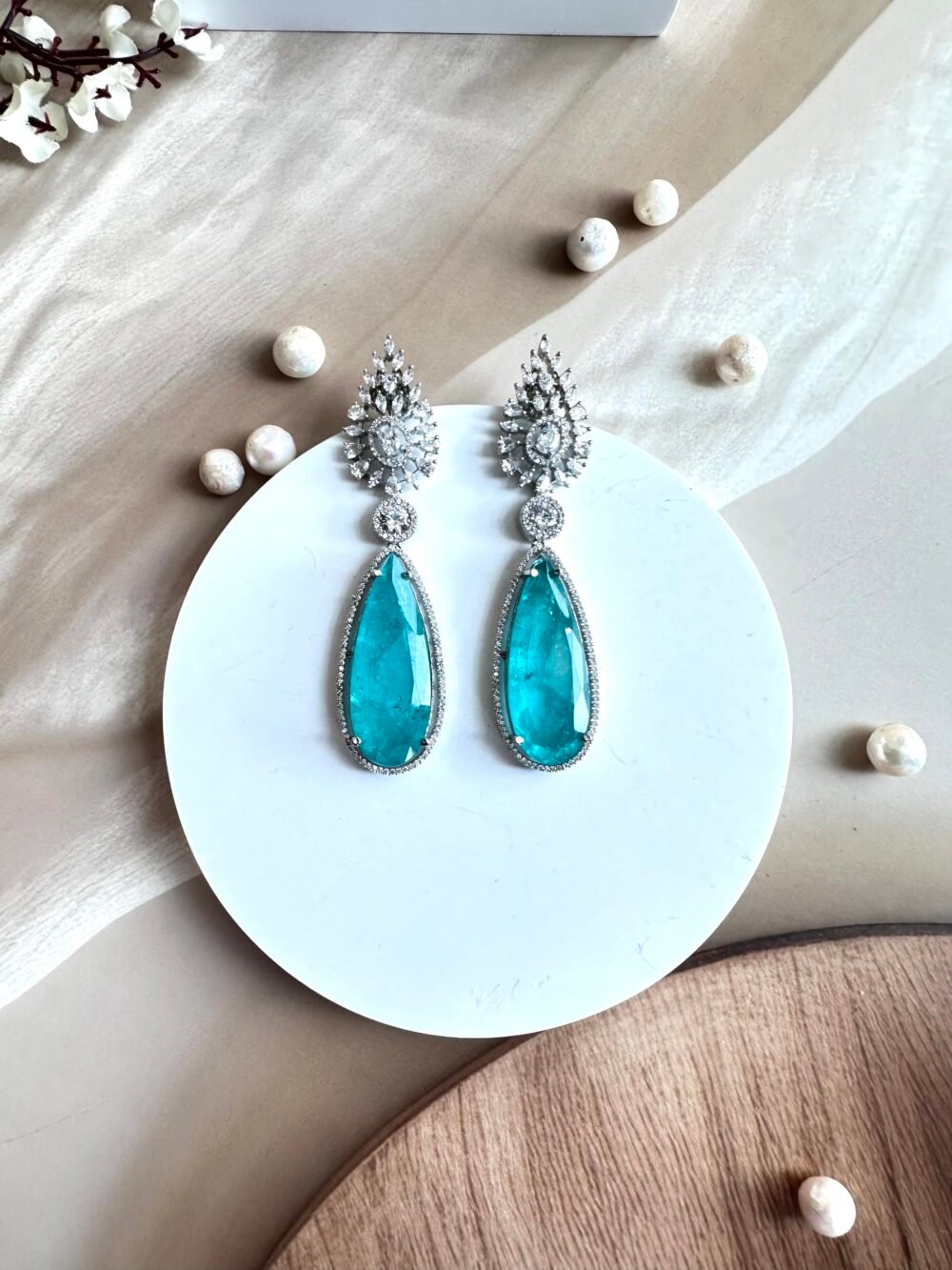 Aqua Blue CZ Earrings