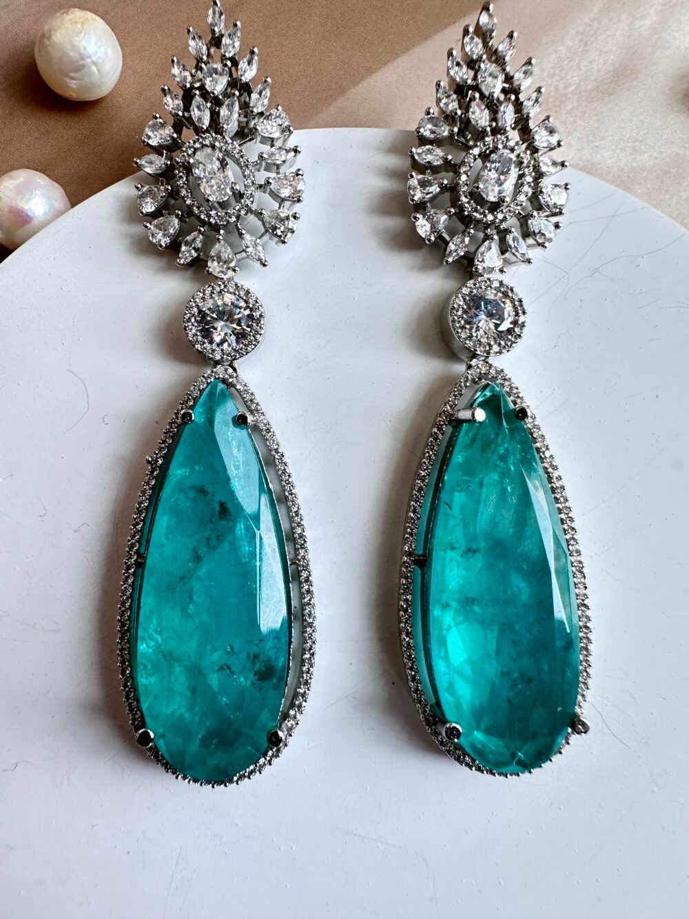 Aqua Blue CZ Earrings - Image 2