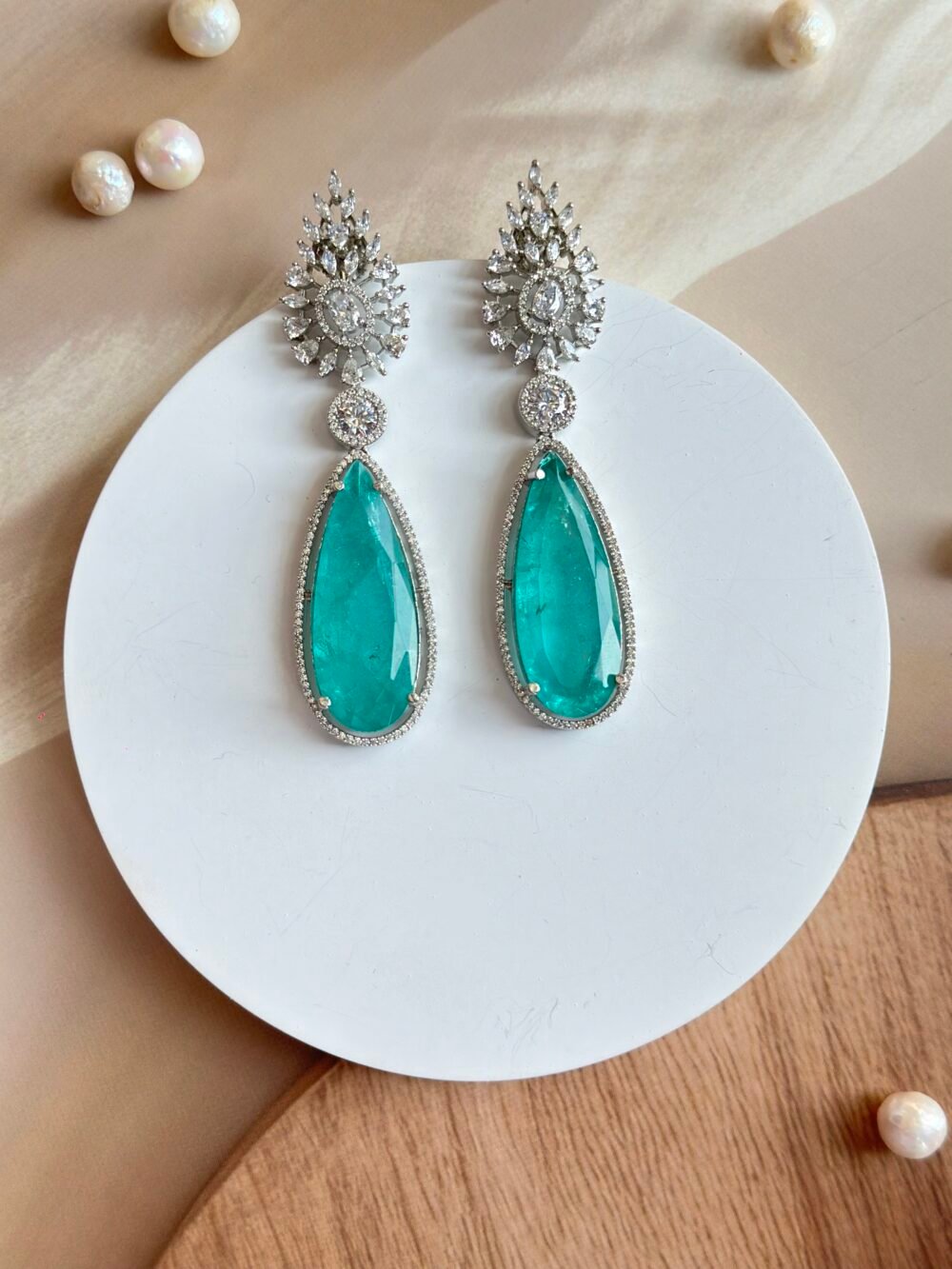 Aqua Blue CZ Earrings - Image 4