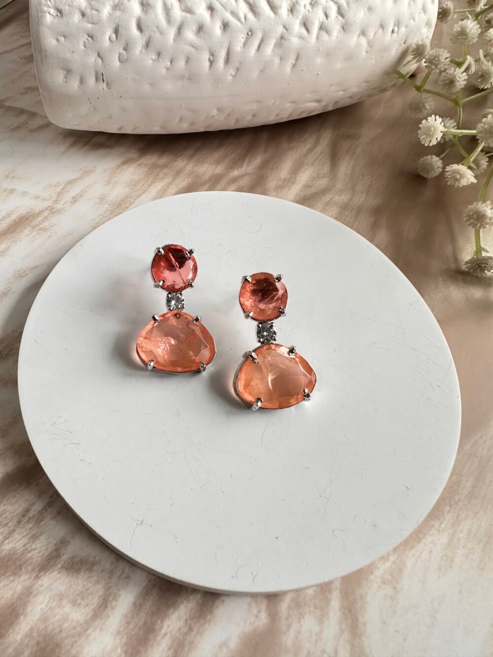 Aurora Peach Crystal Earrings - Image 4