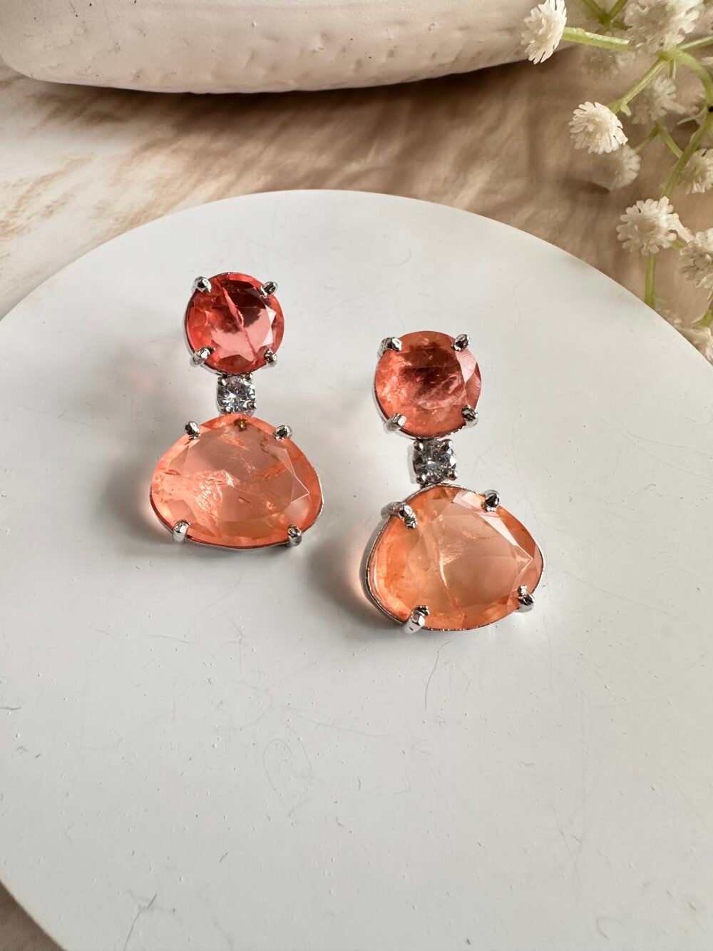 Aurora Peach Crystal Earrings